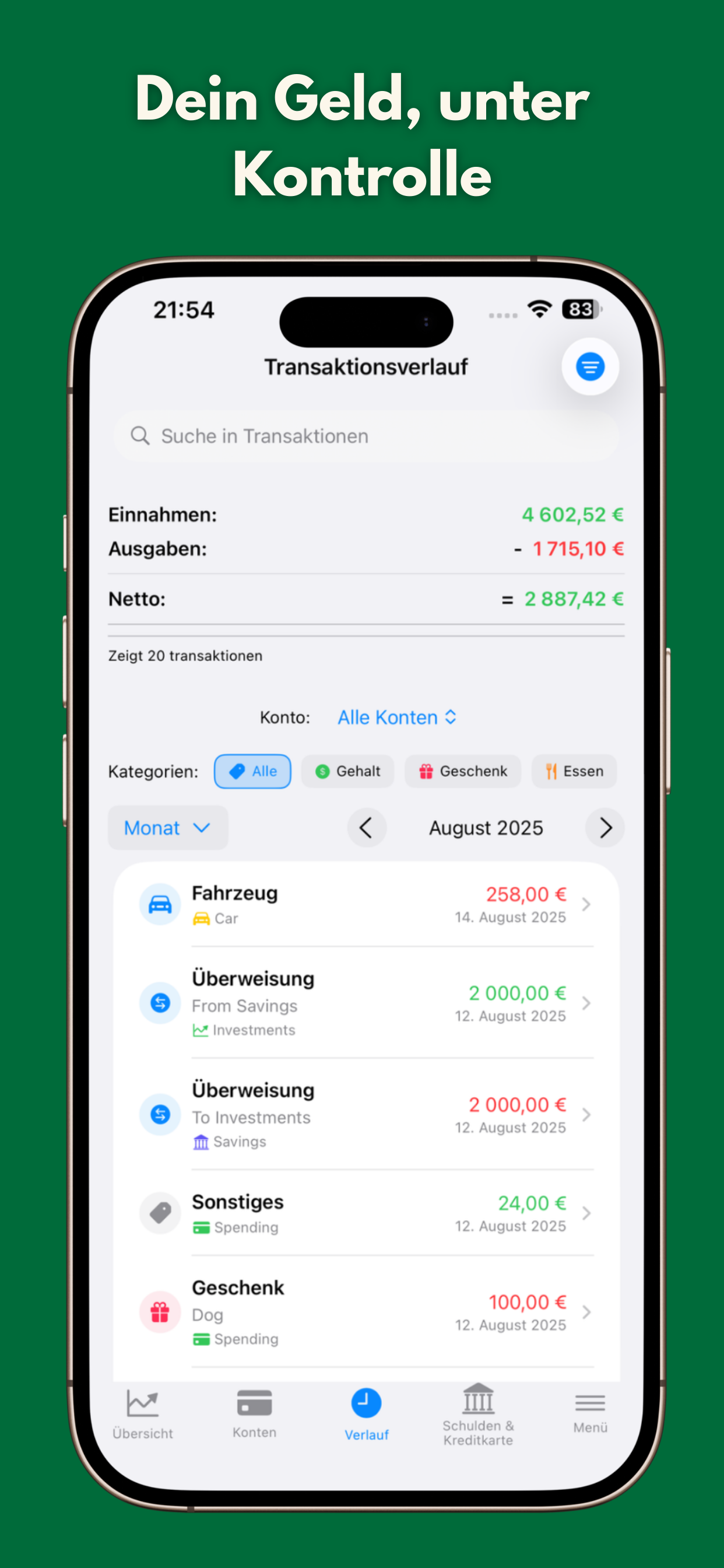 Analytics and charts