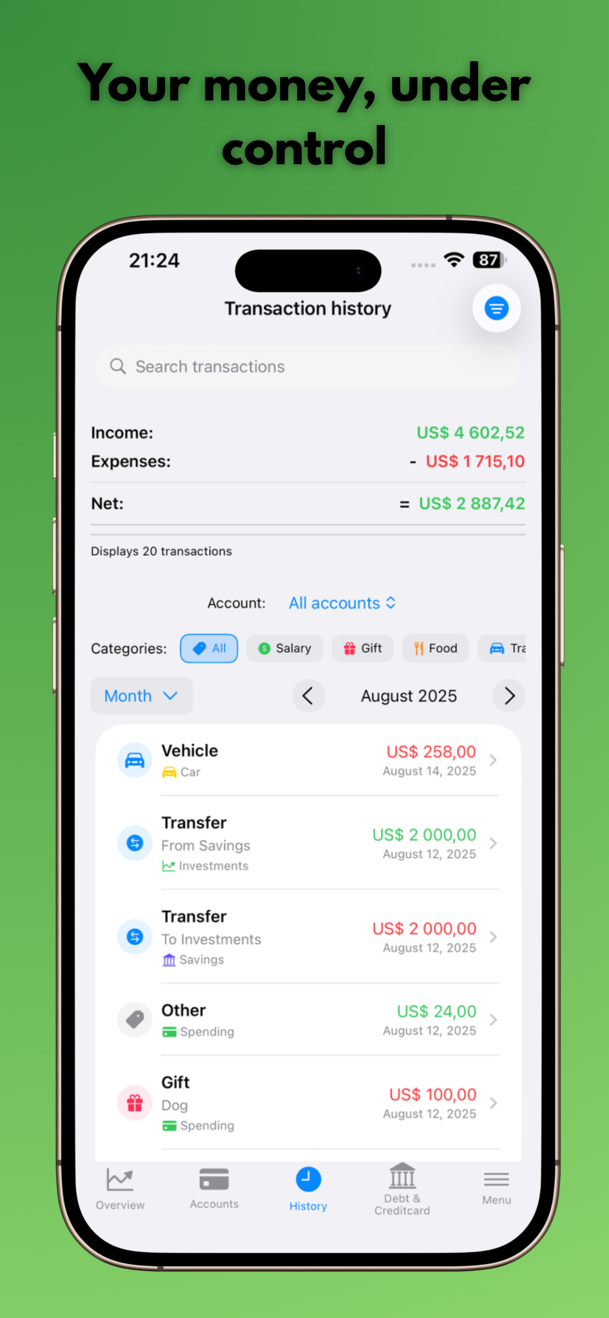 Analytics and charts