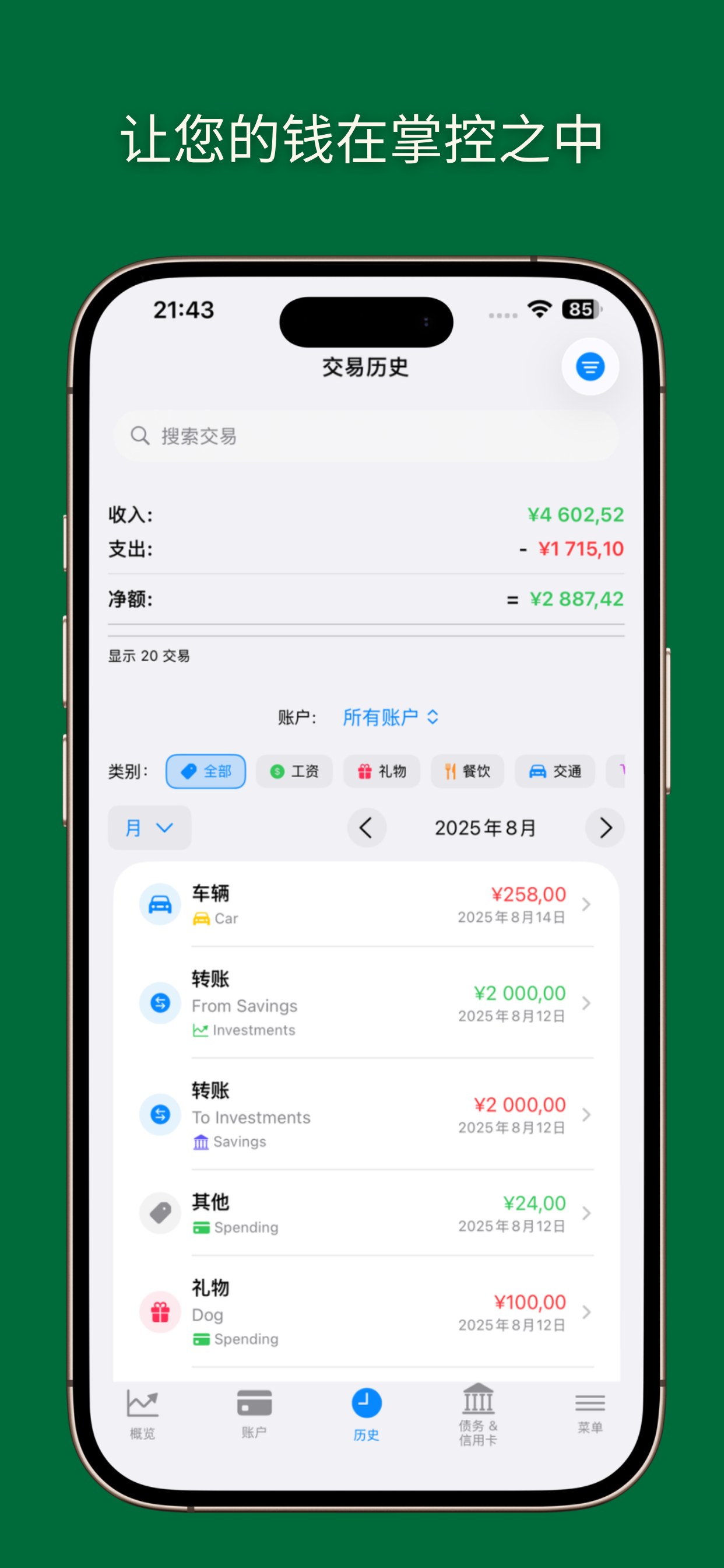 Analytics and charts